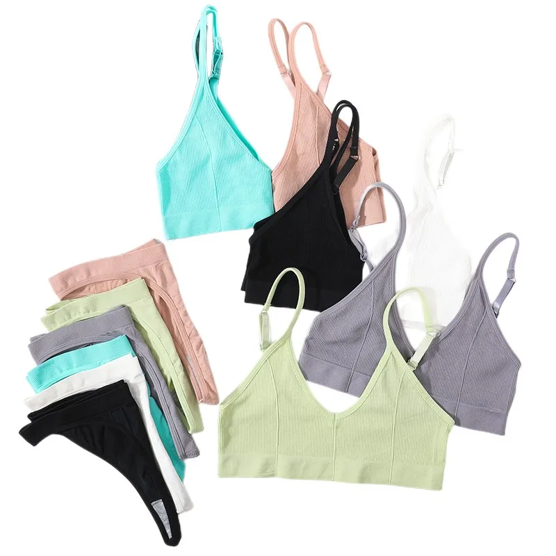 Cotton Bra Everyday - ผู้หญิงไม่มีรอยต่อชุดเซ็กซี่ชุดชั้นในไร้สายกางเกง Low Rise Ribbed U-Back Crop