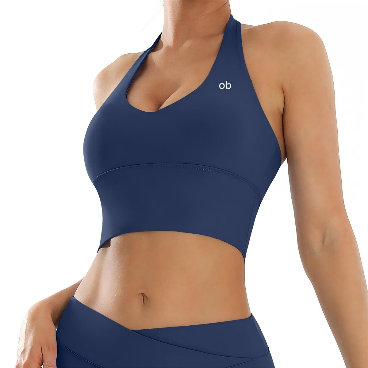 Sports Bra Racerback - บราโยคะสำหรับผู้หญิงแบบคล้องคอระบายอากาศได้ดี เหมาะสำหรับกีฬากลางแจ้ง บราออกกำลังกายสไตล์ยุโรป เสื้อฟิตเนสกันกระแทกสำหรับผู้หญิงในฤดูร้อน