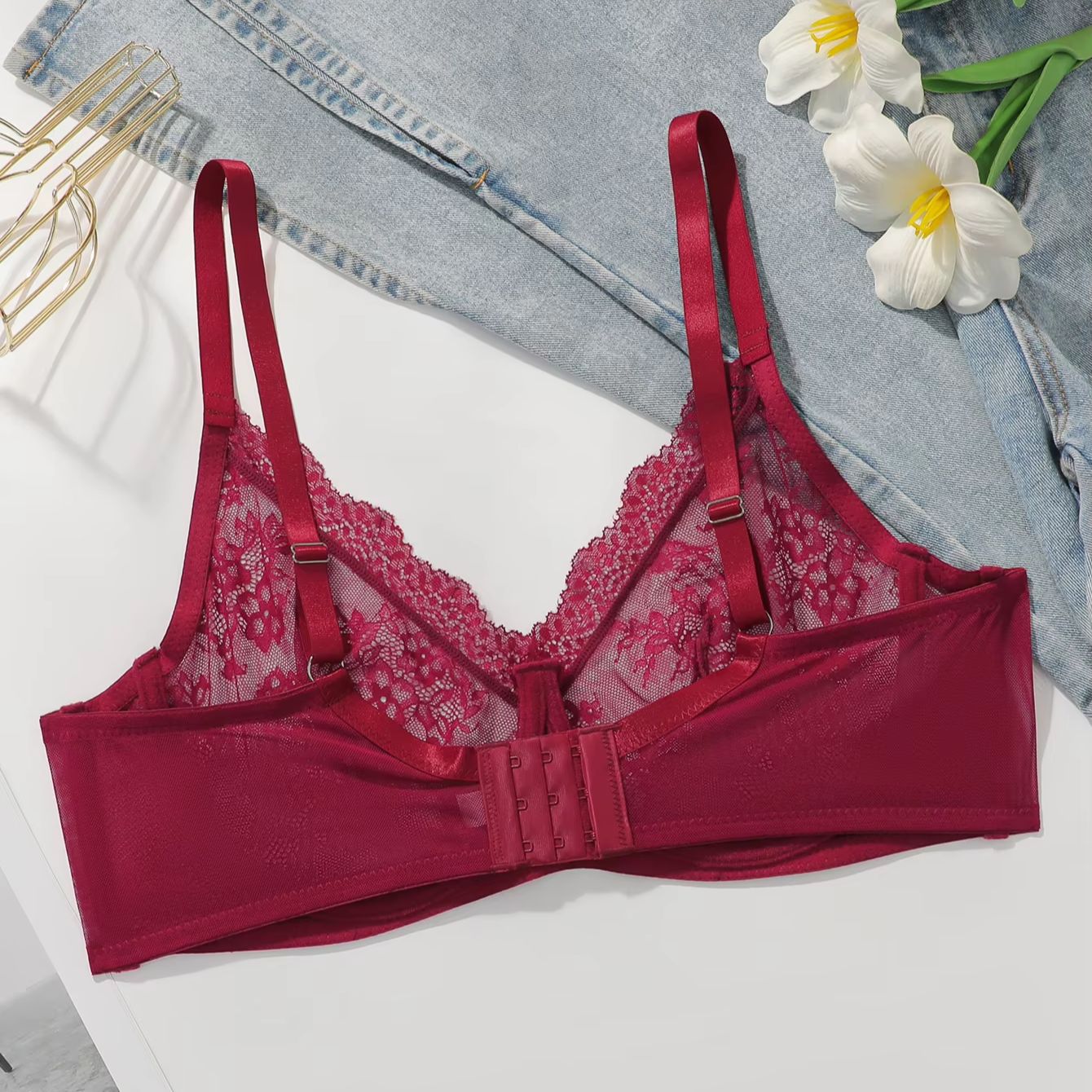 บราลูกไม้สีแดงสำหรับผู้หญิงไซส - Full Coverage Bra บทวิจารณ์และราคา